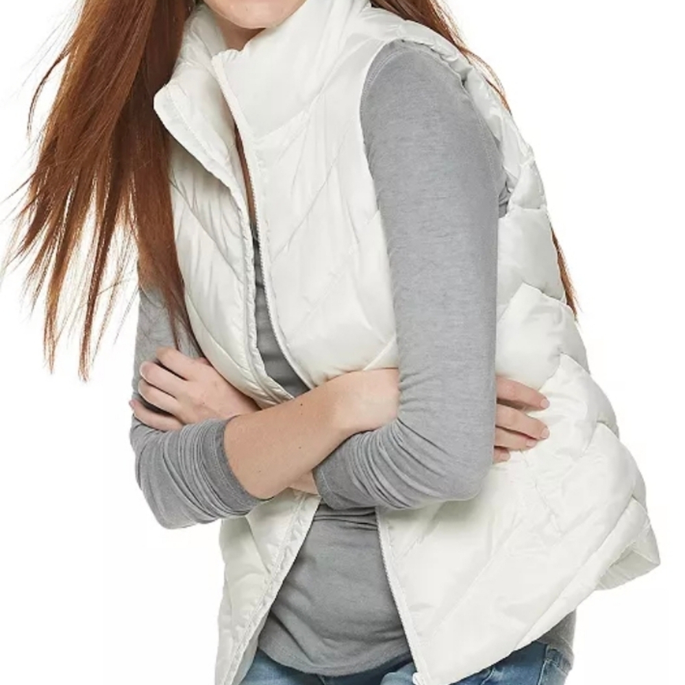SO Women's Ivory White Quilted Vest Size Small